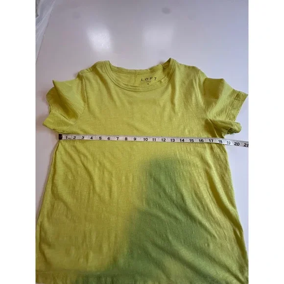 Loft Lime Green Cotton Slub Crew Neck Short Sleeve T-Shirt Med - Picture 6 of 6